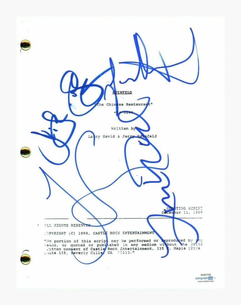 Jerry Seinfeld Dreyfus Alexander Signed Chinese Restaurant Script Auto  Beckett