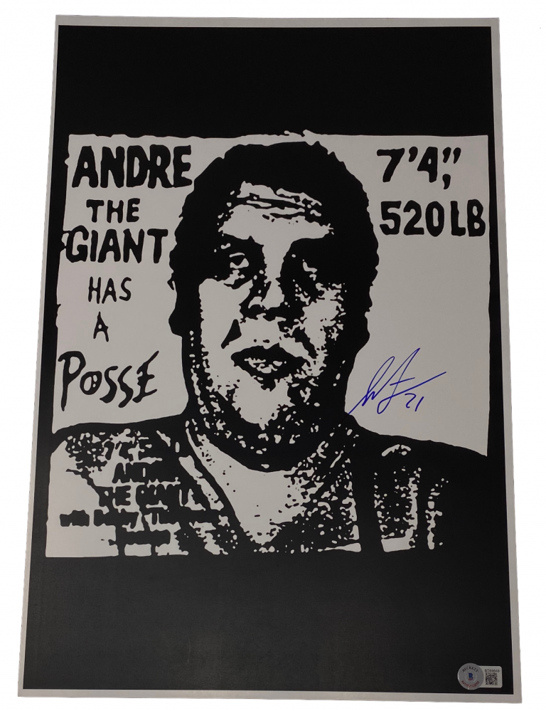 SHEPARD FAIREY SIGNED ANDRE THE GIANT HAS A POSSE 12×18 PRINT POSTER BECKETT COA COLLECTIBLE MEMORABILIA