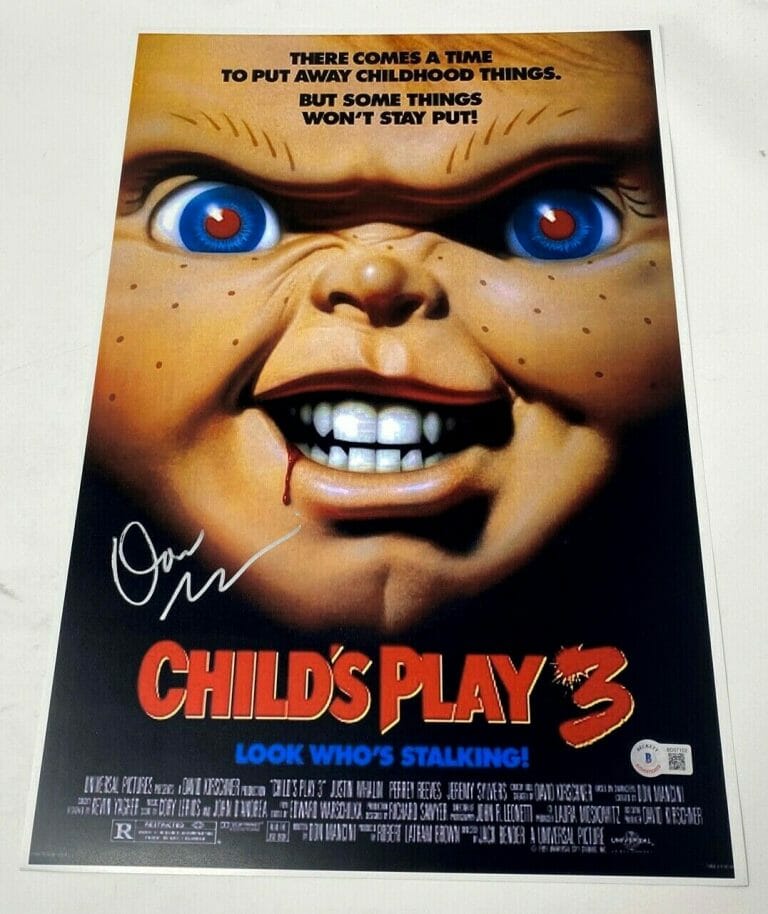 DON MANCINI SIGNED CHILD’S PLAY 3 12×18 MOVIE POSTER CHUCKY HORROR BECKETT COA COLLECTIBLE MEMORABILIA