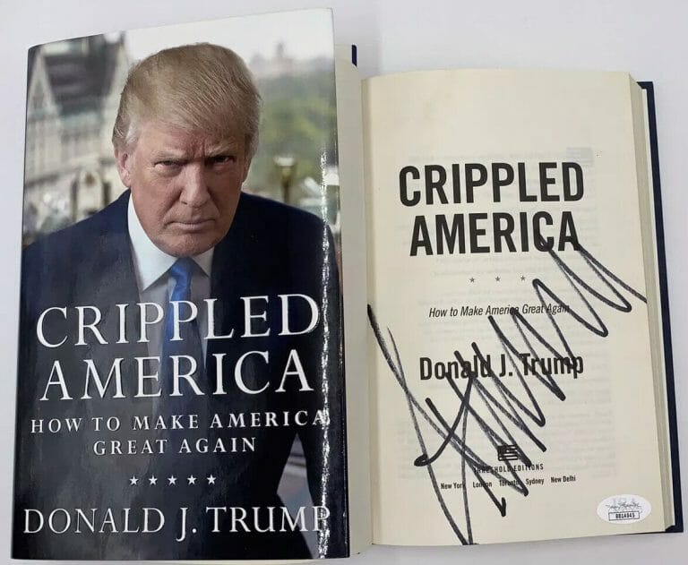DONALD TRUMP SIGNED AUTOGRAPHED CRIPPLED AMERICA HARDCOVER BOOK PRESIDENT JSA COLLECTIBLE MEMORABILIA