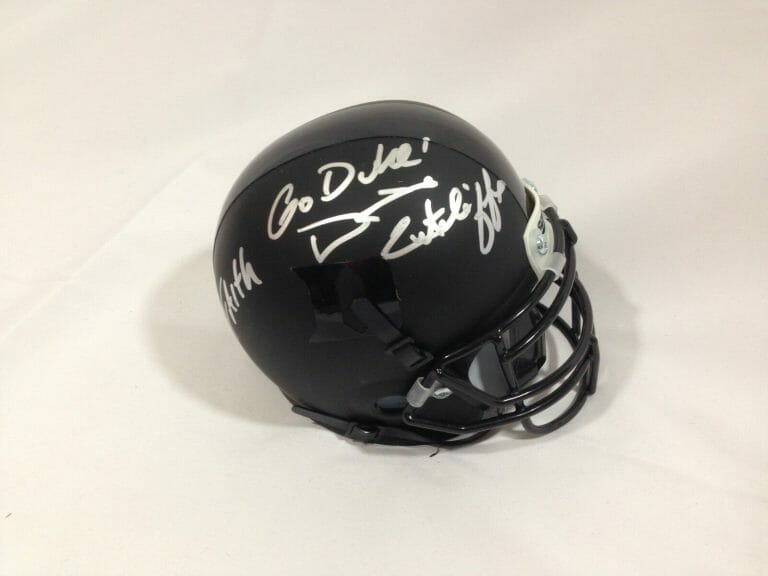 DAVID CUTCLIFFE SIGNED AUTOGRAPHED FOOTBALL HELMET MINI DUKE BLUE DEVILS COA COLLECTIBLE MEMORABILIA
