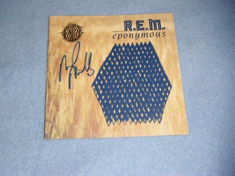 R.E.M. MIKE MILLS SIGNED EPONYMOUS CD COVER COLLECTIBLE MEMORABILIA