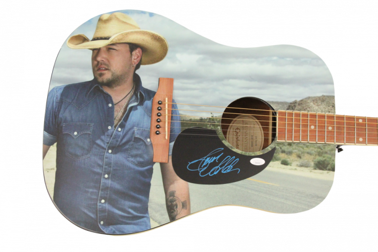 JASON ALDEAN SIGNED AUTOGRAPH CUSTOM 1/1 GIBSON EPIPHONE ACOUSTIC GUITAR JSA COA COLLECTIBLE MEMORABILIA