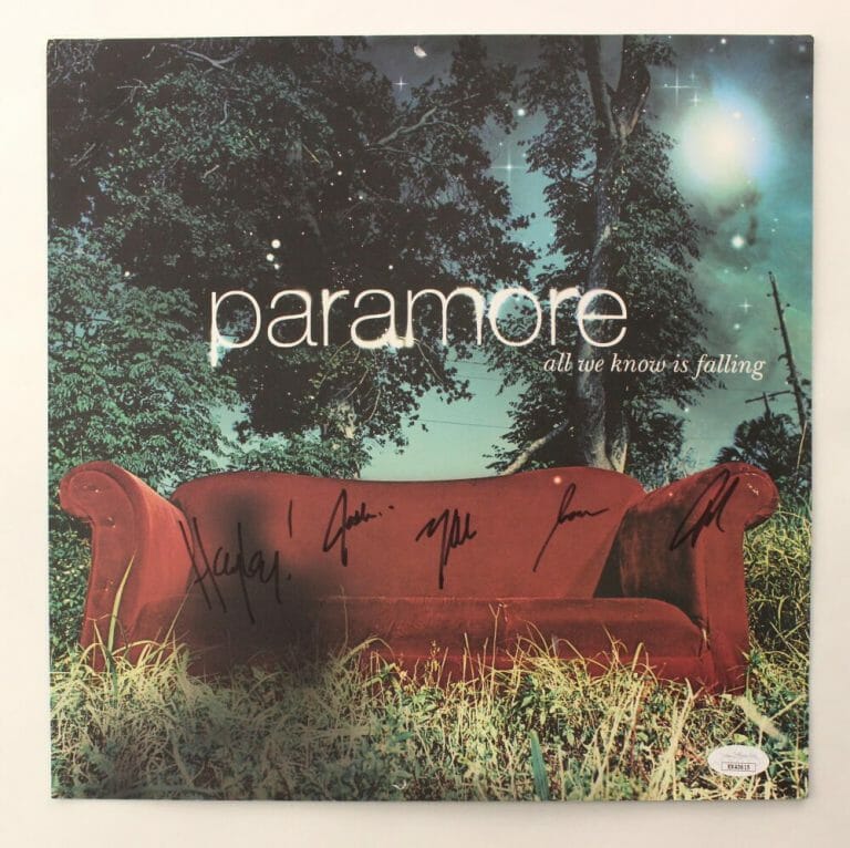 PARAMORE BAND (X5) SIGNED AUTOGRAPH 12X12 ALL WE KNOW IS FALLING ALBUM FLAT JSA COLLECTIBLE MEMORABILIA
