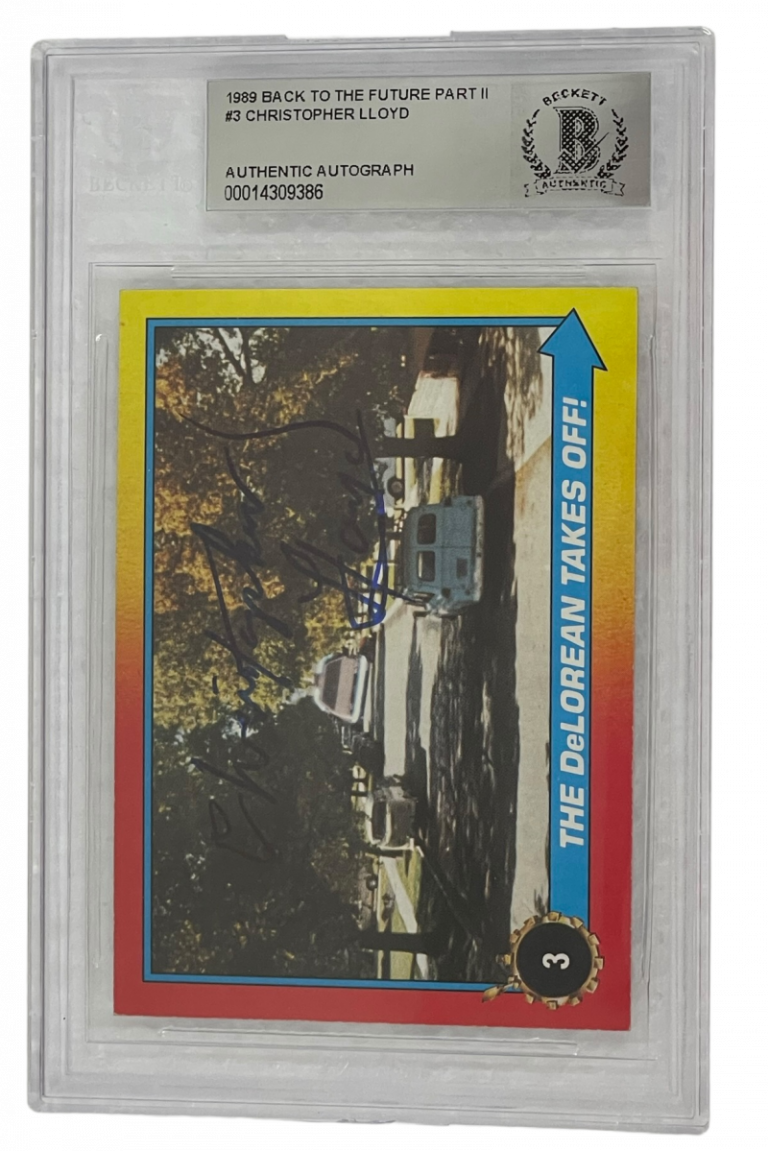 CHRISTOPHER LLOYD SIGNED BACK TO THE FUTURE 2 TRADING CARD #3 SLABBED BECKETT COLLECTIBLE MEMORABILIA