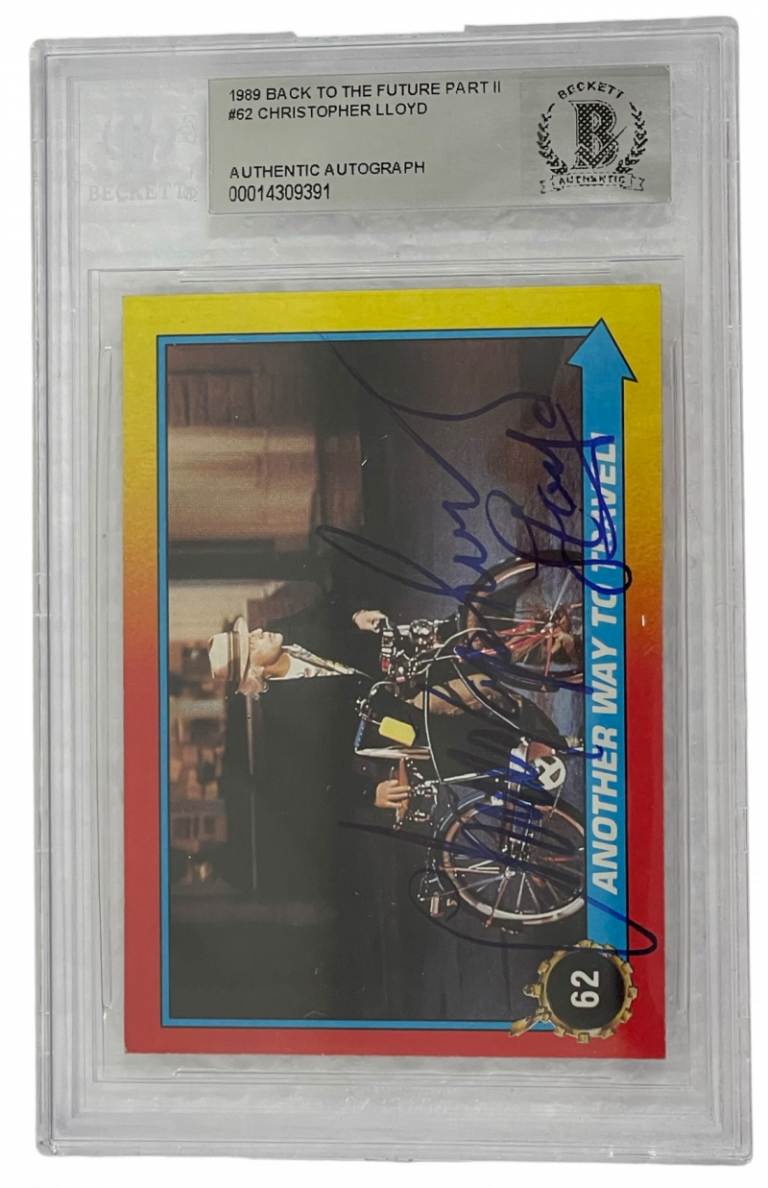 CHRISTOPHER LLOYD SIGNED BACK TO THE FUTURE 2 TRADING CARD #62 SLABBED BECKETT COLLECTIBLE MEMORABILIA