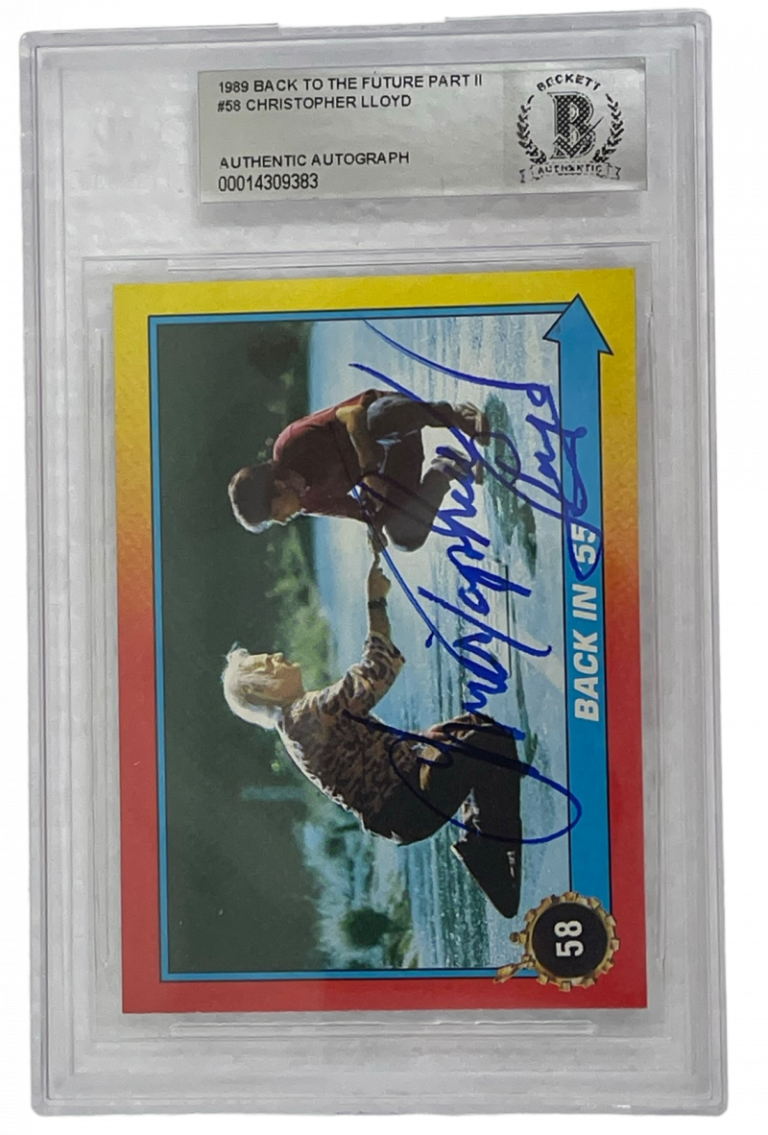 CHRISTOPHER LLOYD SIGNED BACK TO THE FUTURE 2 TRADING CARD #58 SLABBED BECKETT COLLECTIBLE MEMORABILIA