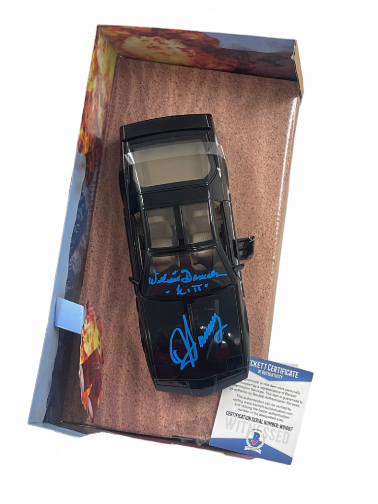 DAVID HASSELHOFF WILLIAM DANIELS SIGNED KNIGHT RIDER DIECAST 1:24 CAR BECKETT 69 COLLECTIBLE MEMORABILIA