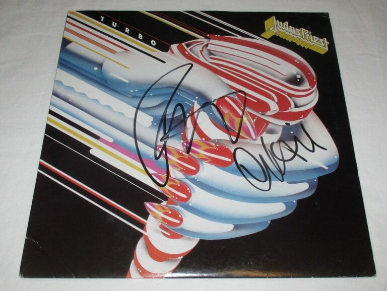 JUDAS PRIEST SIGNED TURBO VINYL RECORD JSA COLLECTIBLE MEMORABILIA