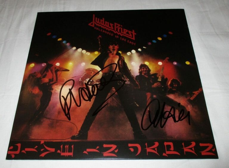 JUDAS PRIEST SIGNED UNLEASHED IN THE EAST VINYL RECORD JSA COLLECTIBLE MEMORABILIA