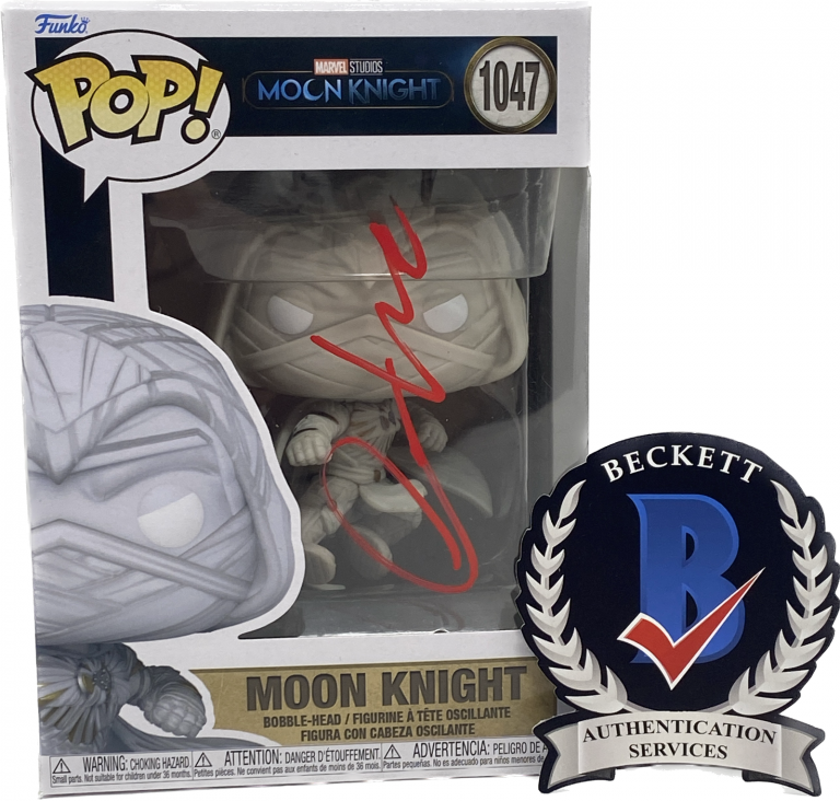 OSCAR ISAAC SIGNED AUTOGRAPHED MOON KNIGHT FUNKO POP FIGURE #1047 BECKETT COA COLLECTIBLE MEMORABILIA