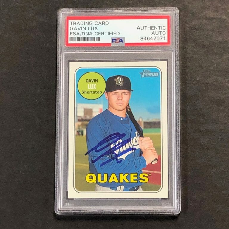 2018 TOPPS HERITAGE #44 GAVIN LUX SIGNED CARD PSA SLABBED AUTO DODGERS COLLECTIBLE MEMORABILIA