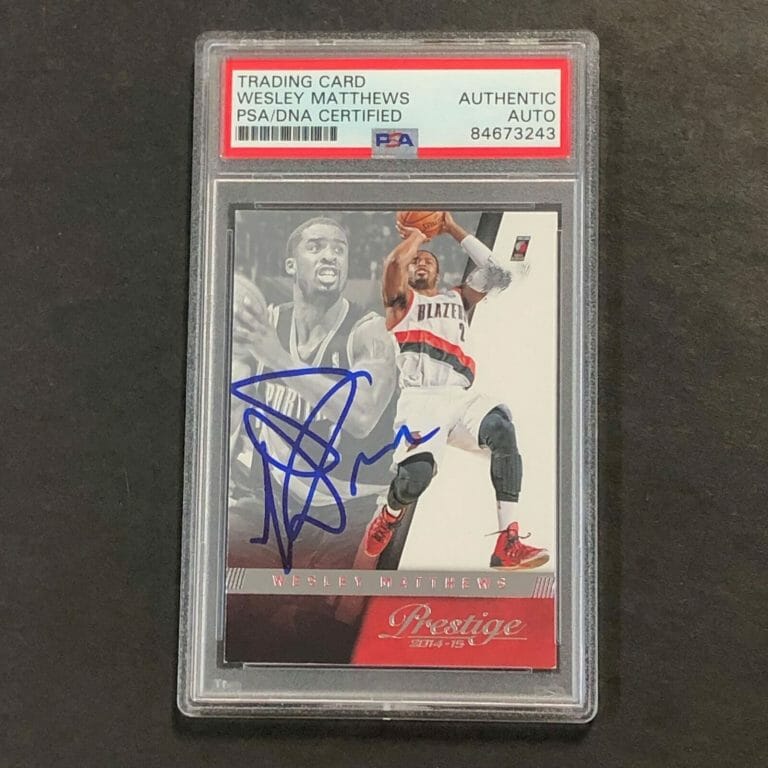 2014-15 PANINI PRESTIGE #143 WESLEY MATTHEWS SIGNED CARD AUTO PSA SLABBED TRAIL COLLECTIBLE MEMORABILIA