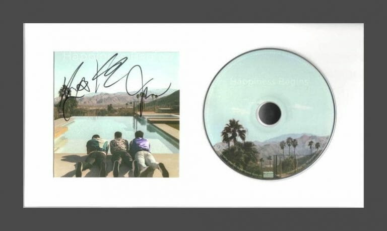 JONAS BROTHERS SIGNED AUTOGRAPH HAPPINESS BEGINS CD DISPLAY – READY TO HANG! COLLECTIBLE MEMORABILIA