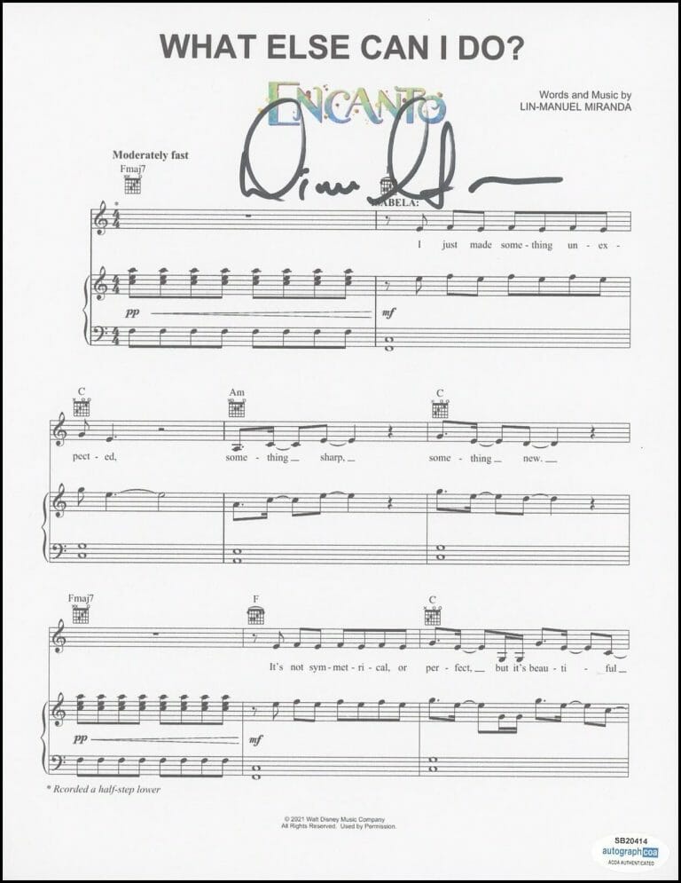 Diane Guerrero Encanto Autograph Signed What Else Can I Do Sheet Music Acoa Autographia 