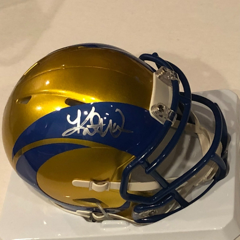 KURT WARNER SIGNED ST. LOUIS RAMS FLASH MINI-HELMET BECKETT AUTHENTICATED BAS COLLECTIBLE MEMORABILIA