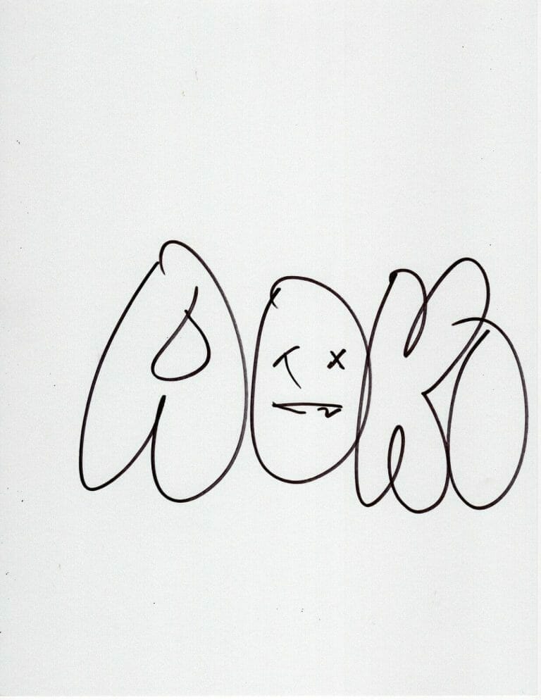 STEVE AOKI SIGNED SKETCH PAPER DRAWING OF HIS NAME COLLECTIBLE MEMORABILIA