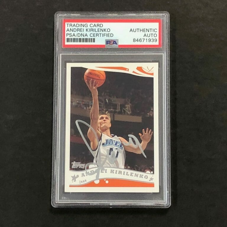 2005 TOPPS #47 ANDREI KIRILENKO SIGNED CARD AUTO PSA SLABBED JAZZ COLLECTIBLE MEMORABILIA