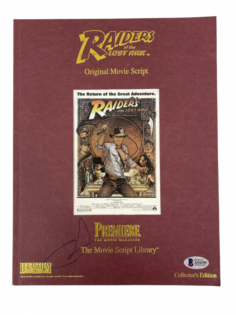 GEORGE LUCAS SIGNED SIGNED INDIANA JONES AND RAIDERS OF THE LOST ARK SCRIPT BAS COLLECTIBLE MEMORABILIA