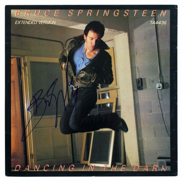 BRUCE SPRINGSTEEN AUTHENTIC SIGNED DANCING IN THE DARK ALBUM COVER BAS #AB77806 COLLECTIBLE MEMORABILIA