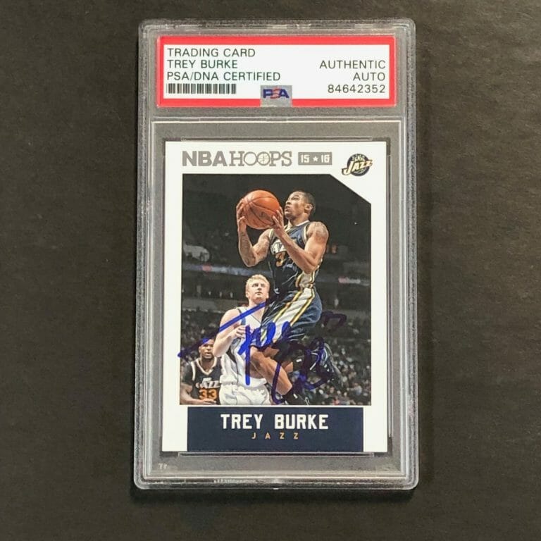 2015-16 PANINI NBA HOOPS #150 TREY BURKE SIGNED CARD AUTO PSA SLABBED JAZZ COLLECTIBLE MEMORABILIA