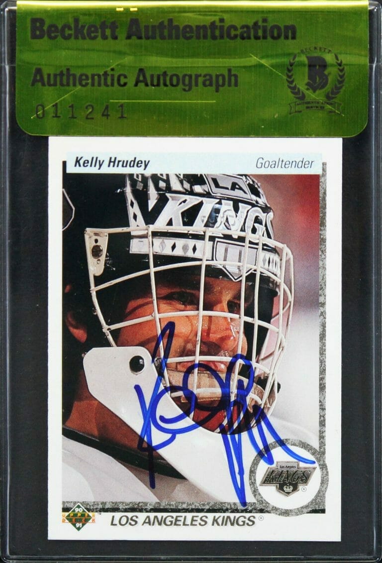 KINGS KELLY HRUDEY AUTHENTIC SIGNED 1990 UPPER DECK #231 CARD BAS #11241 COLLECTIBLE MEMORABILIA
