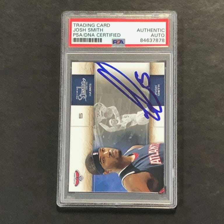 2009-10 PANINI STUDIO #64 JOSH SMITH SIGNED CARD AUTO PSA SLABBED HAWKS COLLECTIBLE MEMORABILIA