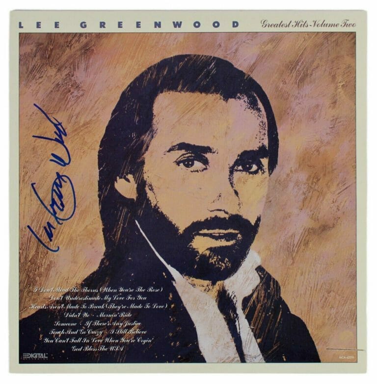 LEE GREENWOOD AUTHENTIC SIGNED GREATEST HITS VOLUME TWO ALBUM COVER BAS #BG79179 COLLECTIBLE MEMORABILIA