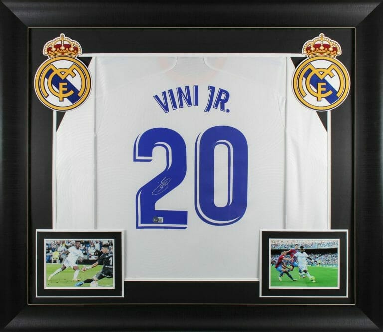 REAL MADRID VINCIUS VINí JR. AUTHENTIC SIGNED WHITE ADIDAS FRAMED JERSEY BAS COLLECTIBLE MEMORABILIA