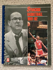 JIM BOEHEIM HAND SIGNED 1991-92 SYRACUSE BASKETBALL MEDIA GUIDE RARE JSA COLLECTIBLE MEMORABILIA