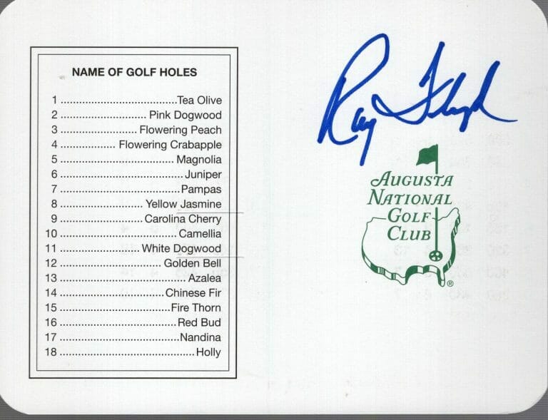 RAY FLOYD HAND SIGNED UNUSED MASTERS SCORECARD+COA 1976 MASTERS CHAMPION COLLECTIBLE MEMORABILIA
