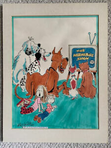 BRAD ANDERSON VINTAGE 10×13 ORIGINAL COLOR MARMADUKE ARTWORK VERY RARE JSA COLLECTIBLE MEMORABILIA