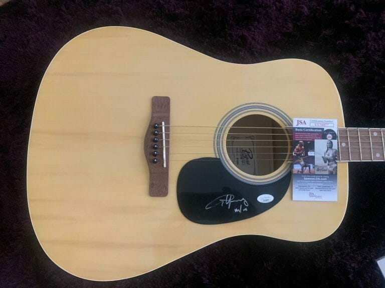 ANGUS YOUNG AC/DC SIGNED AUTOGRAPHED ACOUSTIC GUITAR JSA CERTIFIED COLLECTIBLE MEMORABILIA