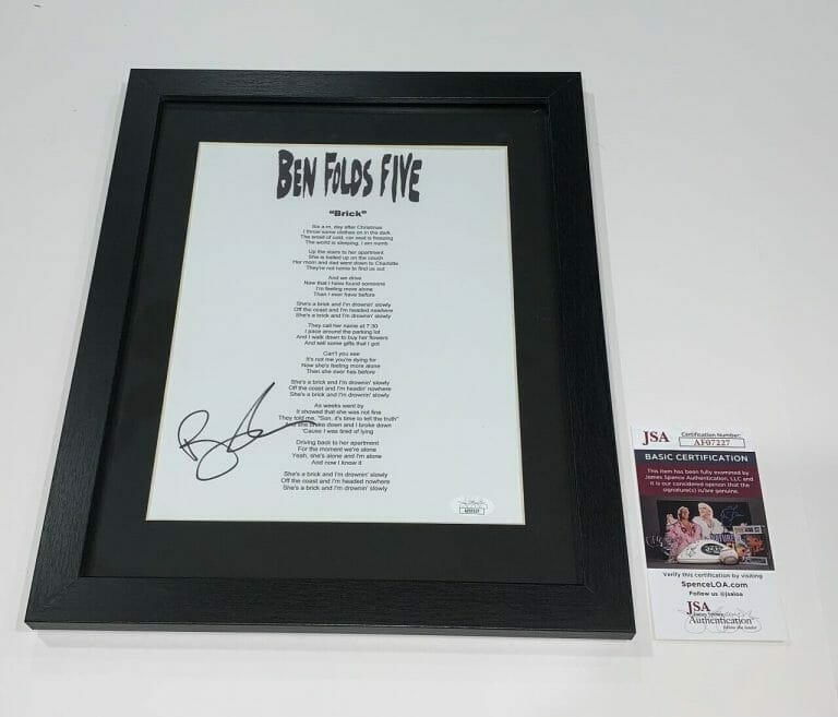 The Eagles Signed and Framed 'Get Over It' Lyrics Sheet