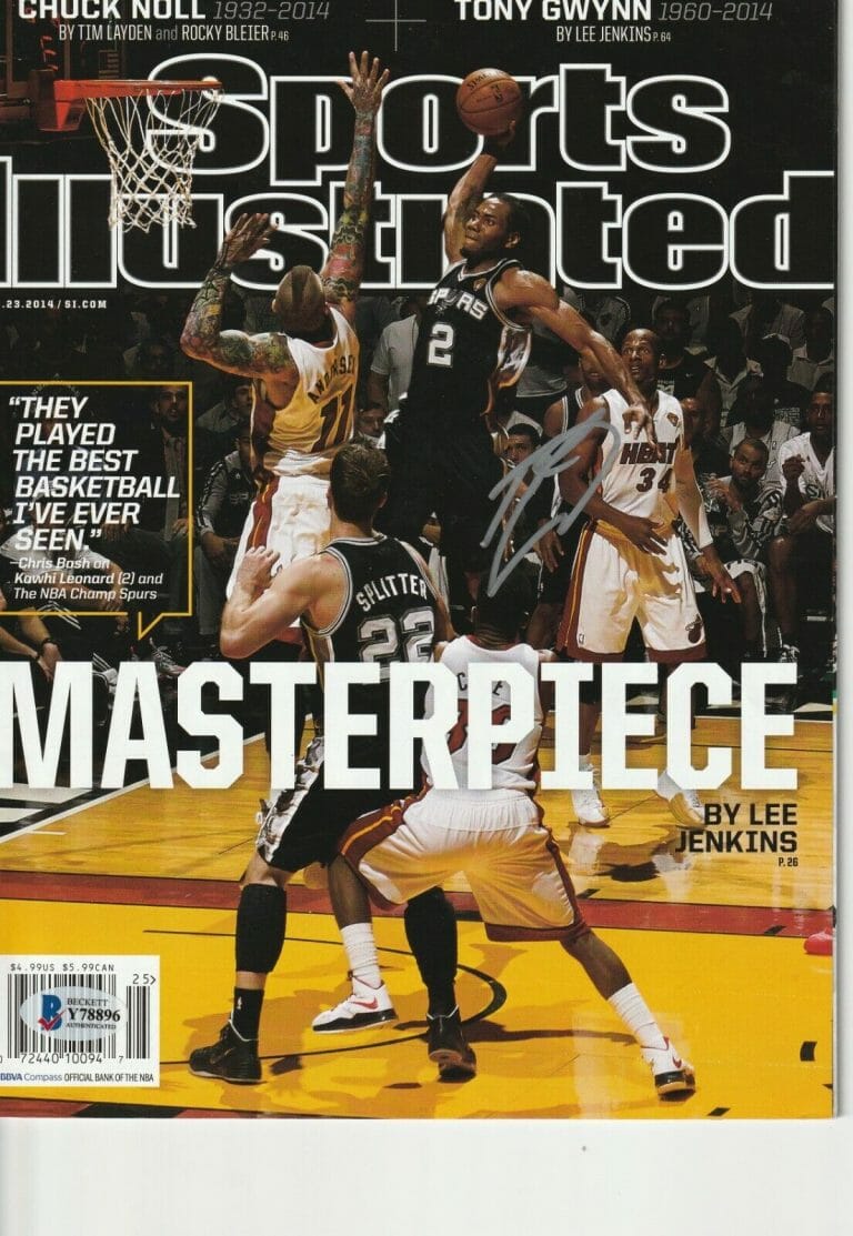 KAWHI LEONARD SIGNED SPORTS ILLUSTRATED 6/23/14 W/ BECKETT COA (NO LABEL) COLLECTIBLE MEMORABILIA