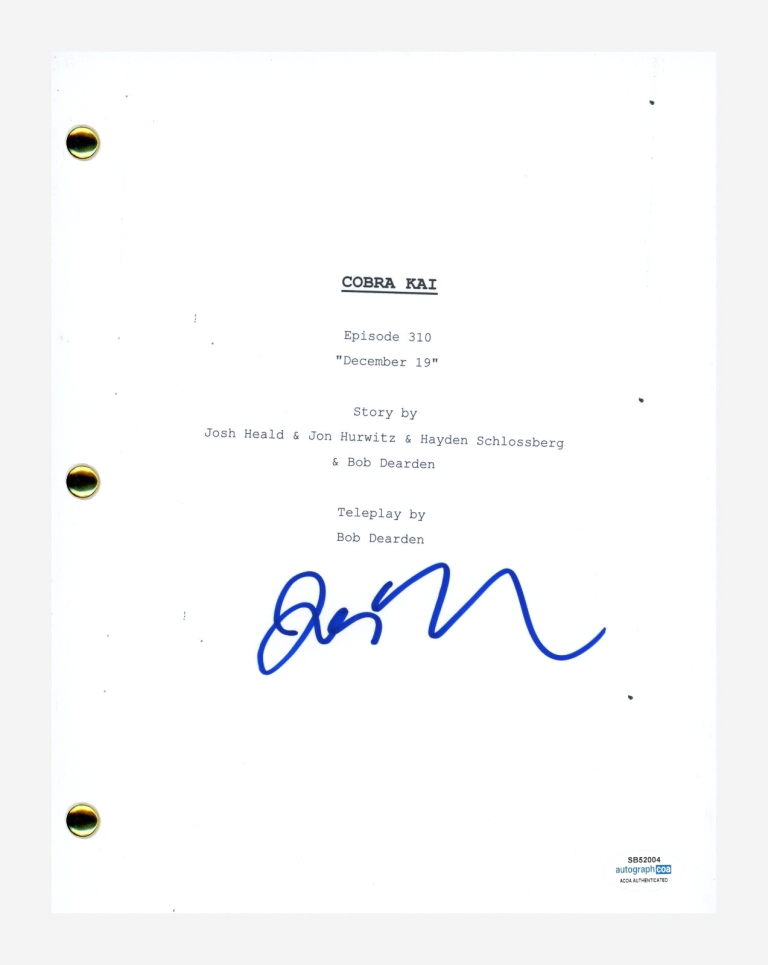JON HURWITZ SIGNED COBRA KAI DECEMBER 19 E310 SCRIPT SCREENPLAY CREATOR ACOA COA COLLECTIBLE MEMORABILIA
