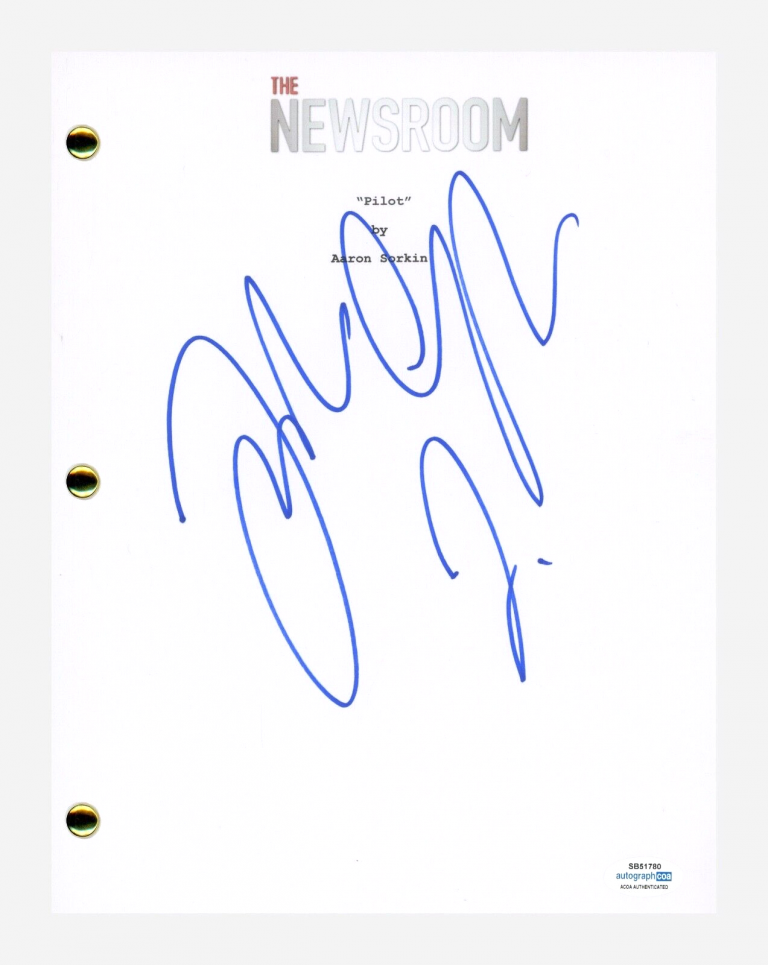 JOHN GALLAGHER JR SIGNED AUTOGRAPH THE NEWSROOM PILOT SCRIPT SCREENPLAY ACOA COA COLLECTIBLE MEMORABILIA