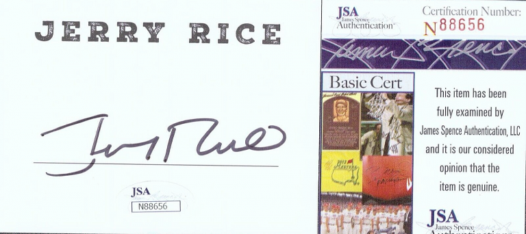 JERRY RICE SIGNED AUTOGRAPH BOOKPLATE JSA COA SAN FRANCISCO 49ERS COLLECTIBLE MEMORABILIA