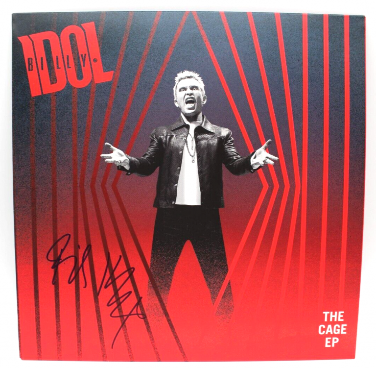BILLY IDOL SIGNED THE CAGE EP NEW VINYL RECORD ALBUM W/BECKETT BAS COA BH033882 COLLECTIBLE MEMORABILIA