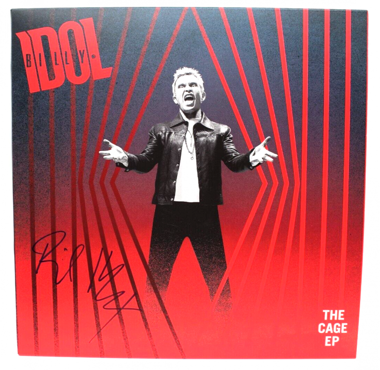 BILLY IDOL SIGNED THE CAGE EP NEW VINYL RECORD ALBUM W/BECKETT BAS COA BH033880 COLLECTIBLE MEMORABILIA
