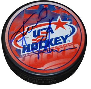 KEVIN HATCHER SIGNED (TEAM USA) HOCKEY GAME PUCK BECKETT BH097362 COLLECTIBLE MEMORABILIA