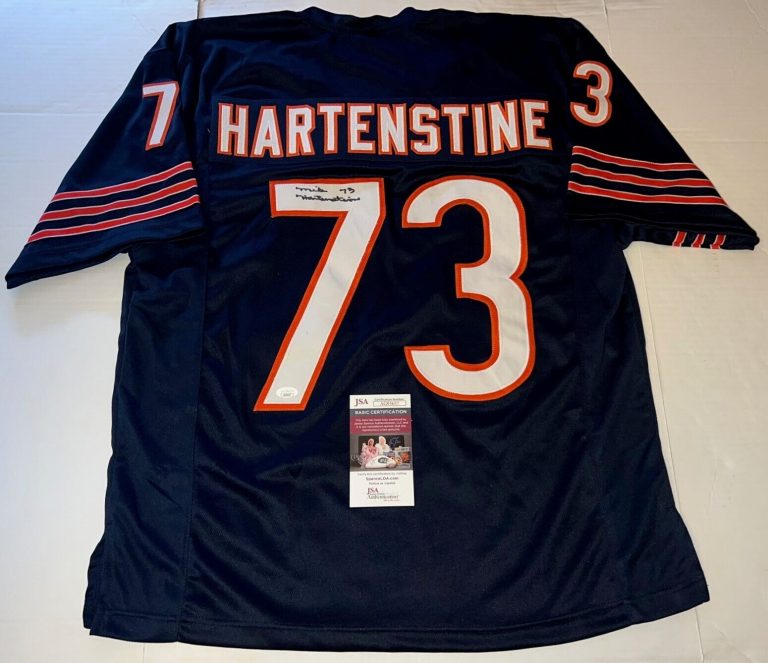 MIKE HARTENSTINE CHICAGO BEARS SIGNED CUSTOM JERSEY AUTOGRAPHED JSA COLLECTIBLE MEMORABILIA