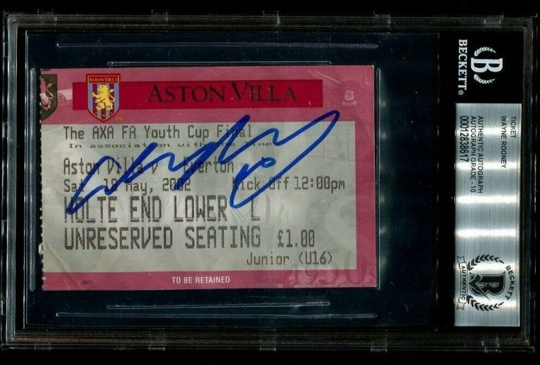 WAYNE ROONEY SIGNED AUTOGRAPHED EVERTON 2002 YOUTH CUP TICKET BECKETT (BAS) COLLECTIBLE MEMORABILIA