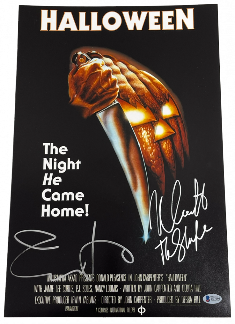 JAMIE LEE CURTIS NICK CASTLE SIGNED HALLOWEEN 12X18 PHOTO AUTOGRAPH BECKETT LOA COLLECTIBLE MEMORABILIA
