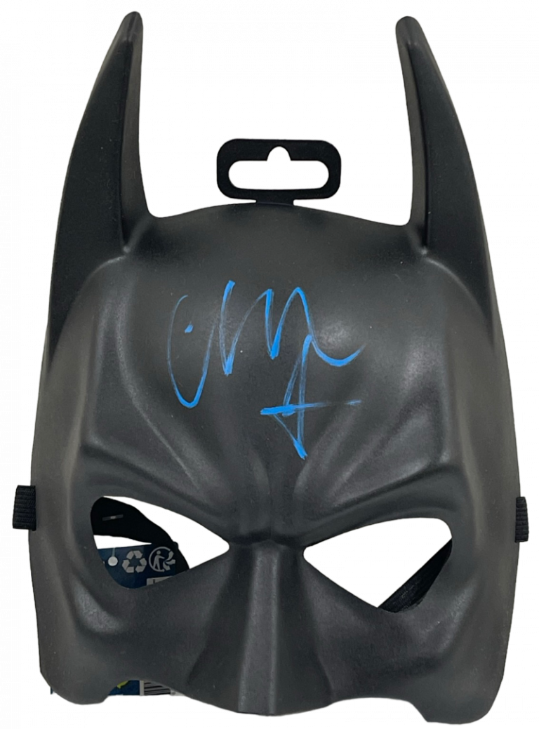 CHRISTIAN BALE SIGNED THE DARK KNIGHT BATMAN MASK AUTHENTIC AUTOGRAPH BECKETT 14 COLLECTIBLE MEMORABILIA