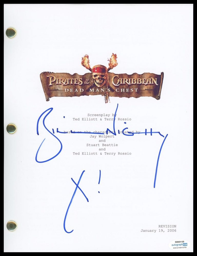 BILL NIGHY “PIRATES OF THE CARIBBEAN: DEAD MAN’S CHEST” SIGNED SCRIPT SCREENPLAY COLLECTIBLE MEMORABILIA