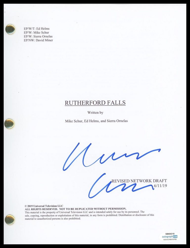 MICHAEL GREYEYES “RUTHERFORD FALLS” AUTOGRAPH SIGNED PILOT EPISODE SCRIPT ACOA COLLECTIBLE MEMORABILIA