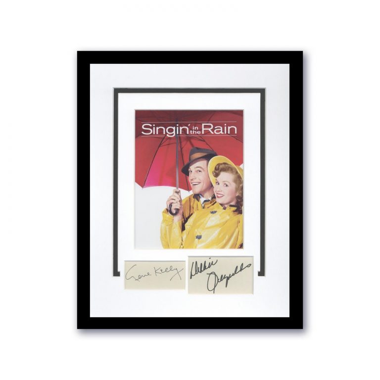GENE KELLY & DEBBIE REYNOLDS “SINGIN’ IN THE RAIN” SIGNED FRAMED 11×14 DISPLAY COLLECTIBLE MEMORABILIA