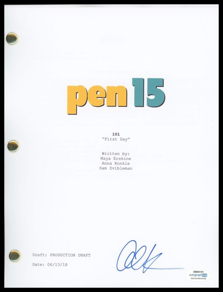 ANNA KONKLE “PEN15” AUTOGRAPH SIGNED FULL COMPLETE PILOT EPISODE SCRIPT ACOA COLLECTIBLE MEMORABILIA