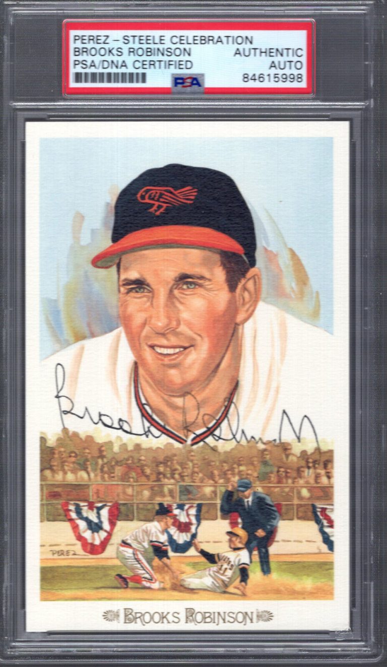 BROOKS ROBINSON HAND SIGNED HALL OF FAME CELEBRATION CARD PSA SLABBED COLLECTIBLE MEMORABILIA